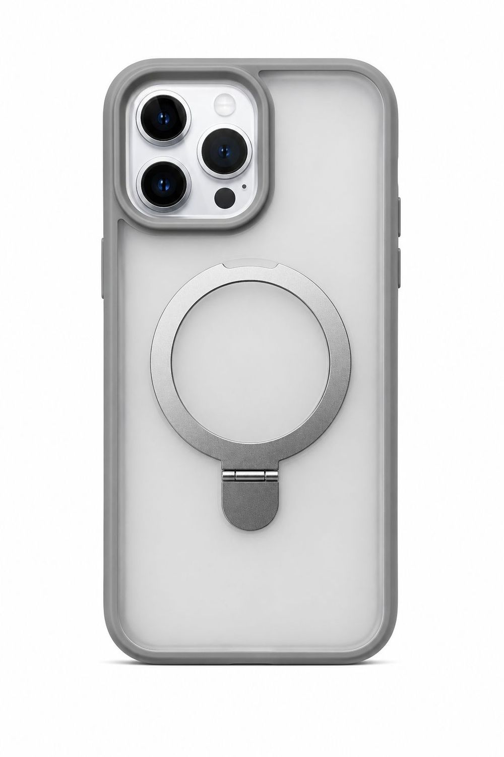 U3 Magnetic Kickstand with Camera Lens Protector Case for 16 Pro Max-Gray