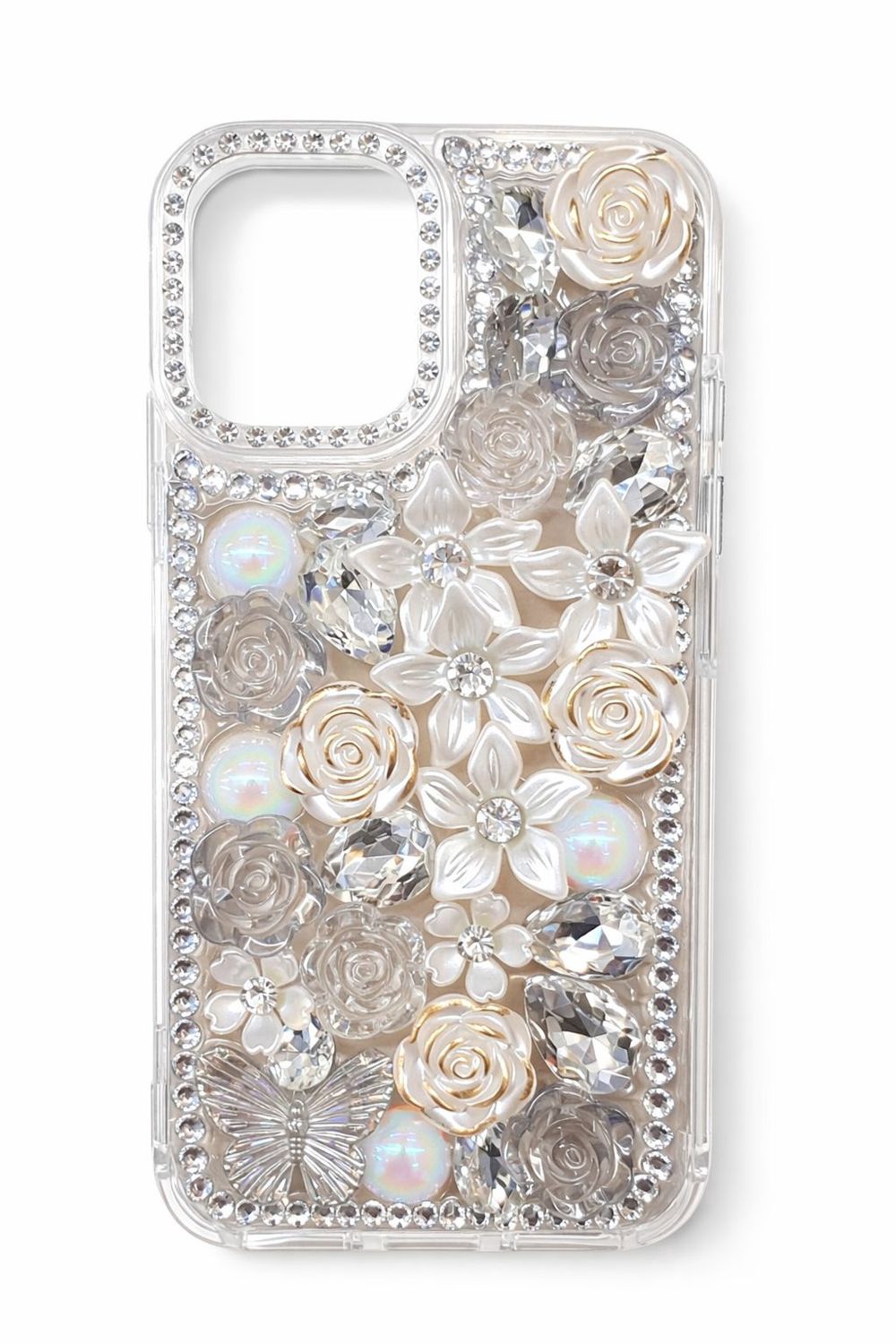 BNK Bling Diamond Case for Iphone 16 Pro Max-Transparent &amp; Ivory