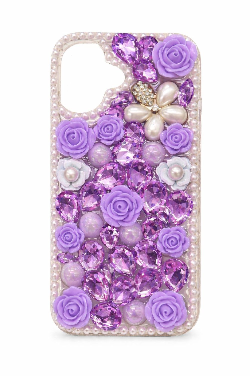 Diamond Pearl Rose Phone Case for Iphone 16 Pro Max-Purple