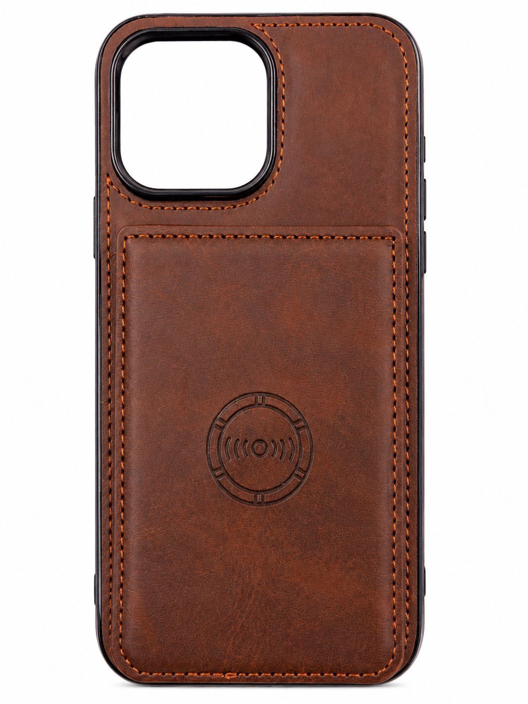 P L POCKET WALLET LEATHER CASE FOR IPHONE 15/14 Plus - Dark Brown
