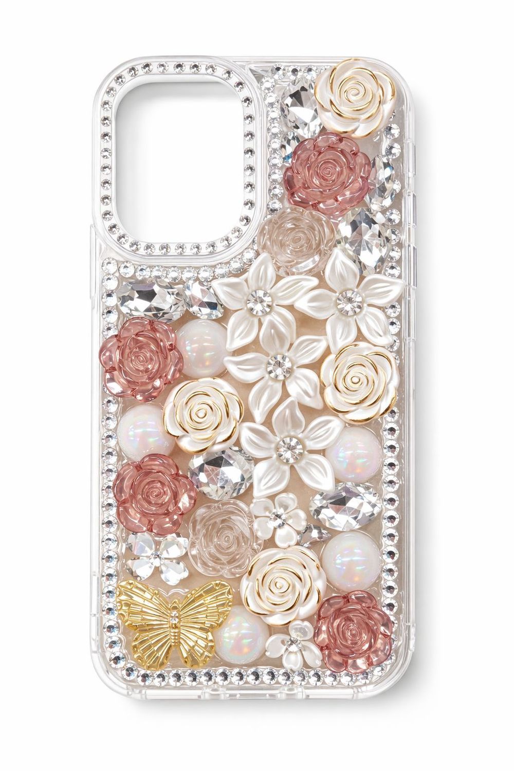 BNK Bling Diamond Case for Iphone 16 Pro Max-Transparent &amp; Mauve Accent