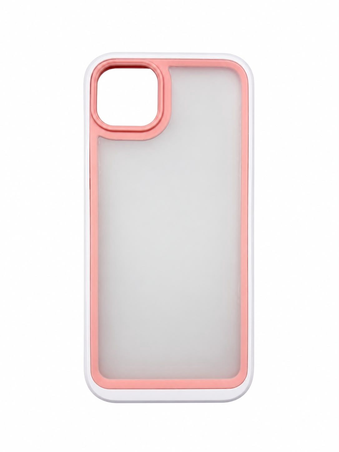 Color bumper matt case for Iphone 15/14 Plus- Pink/White