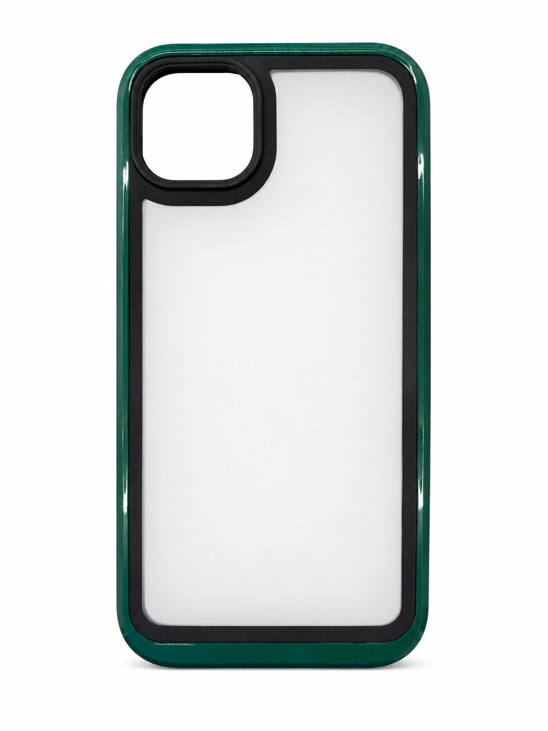 Color bumper matt case for Iphone 15/14 Plus- Black/Green