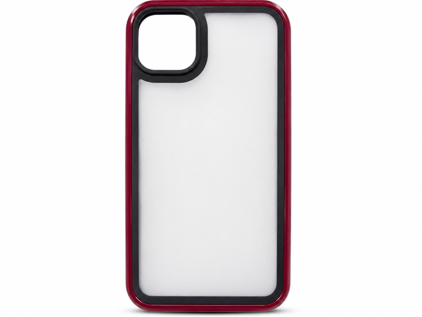 color bumper matt case for Iphone 15/14 Plus- Black/Red