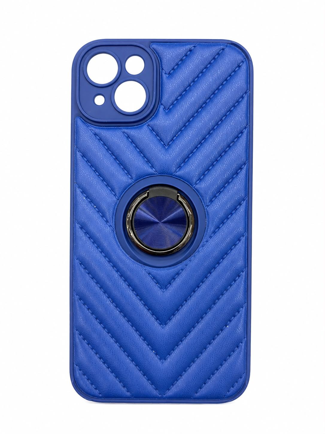 LEATHER STRIP MIX RING CASE FOR IPHONE 15/14 Plus- Blue