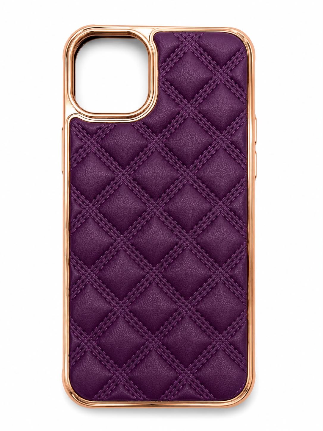 metal frame leather case for Iphone 15/14 Plus - Purple