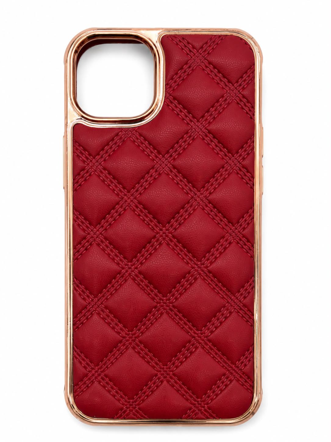 metal frame leather case for Iphone 15/14 Plus - Red