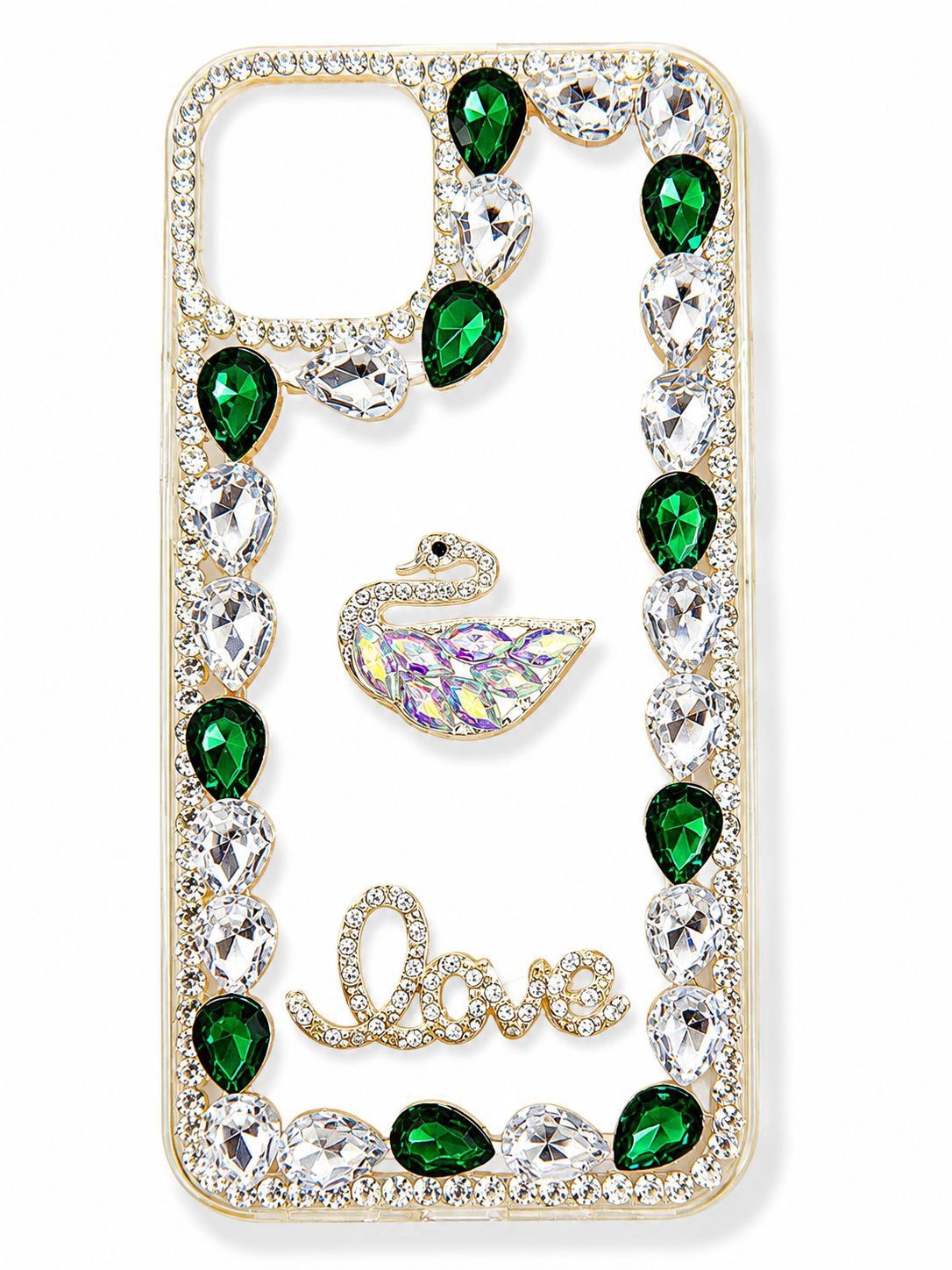 BIG DIAMOND CH BLING LOVE CASE For Iphone 15/14 Plus- Green