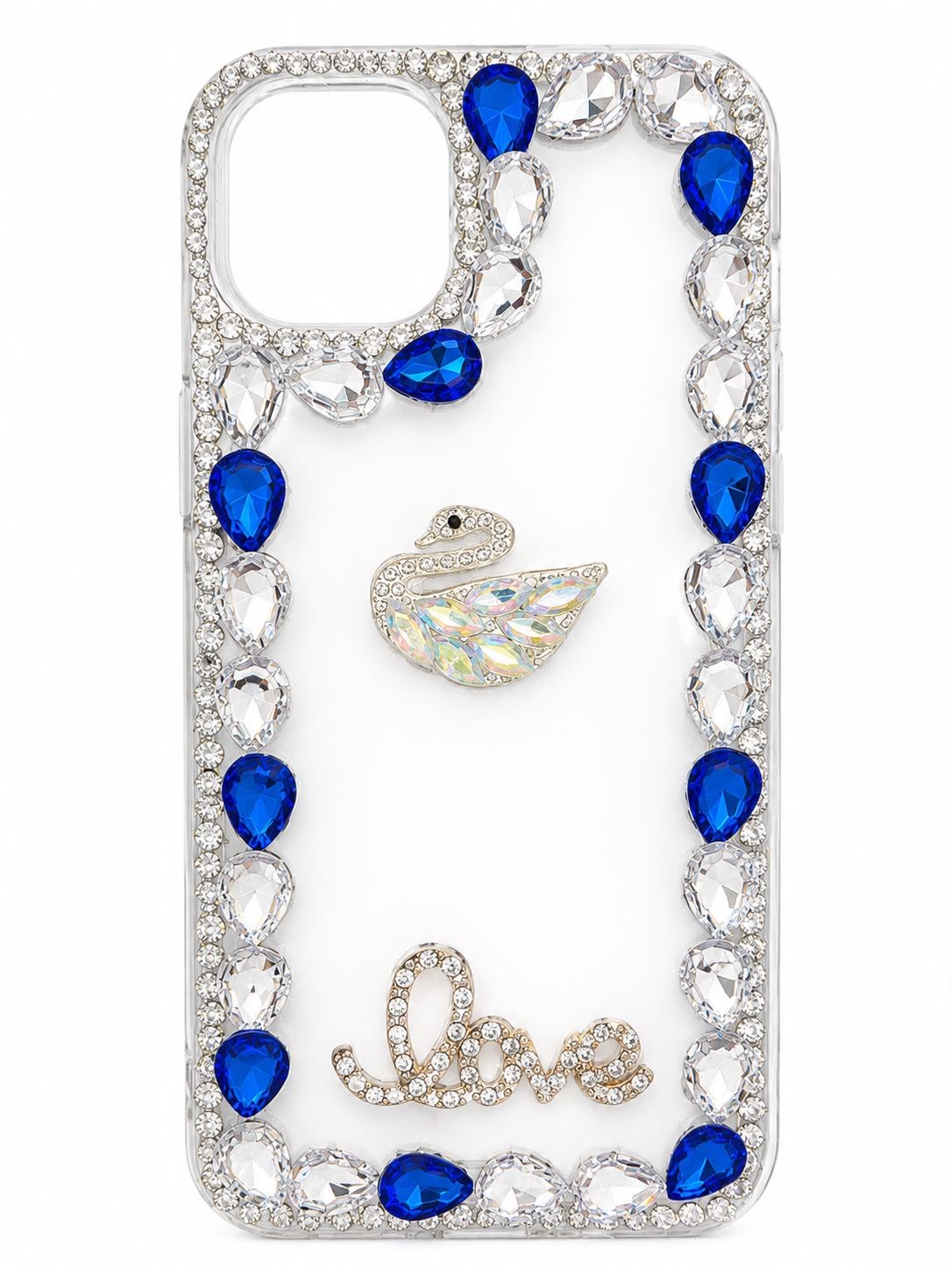 BIG DIAMOND CH BLING LOVE CASE For Iphone 15/14 Plus- Blue