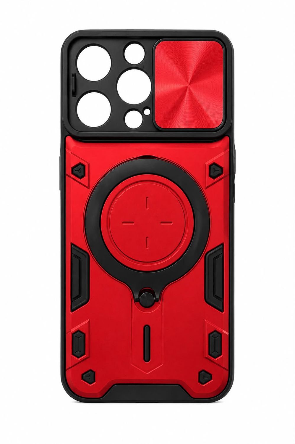 Jiashang 360 Kickstand Case for Iphone 16 Pro Max-Red with Black Accent
