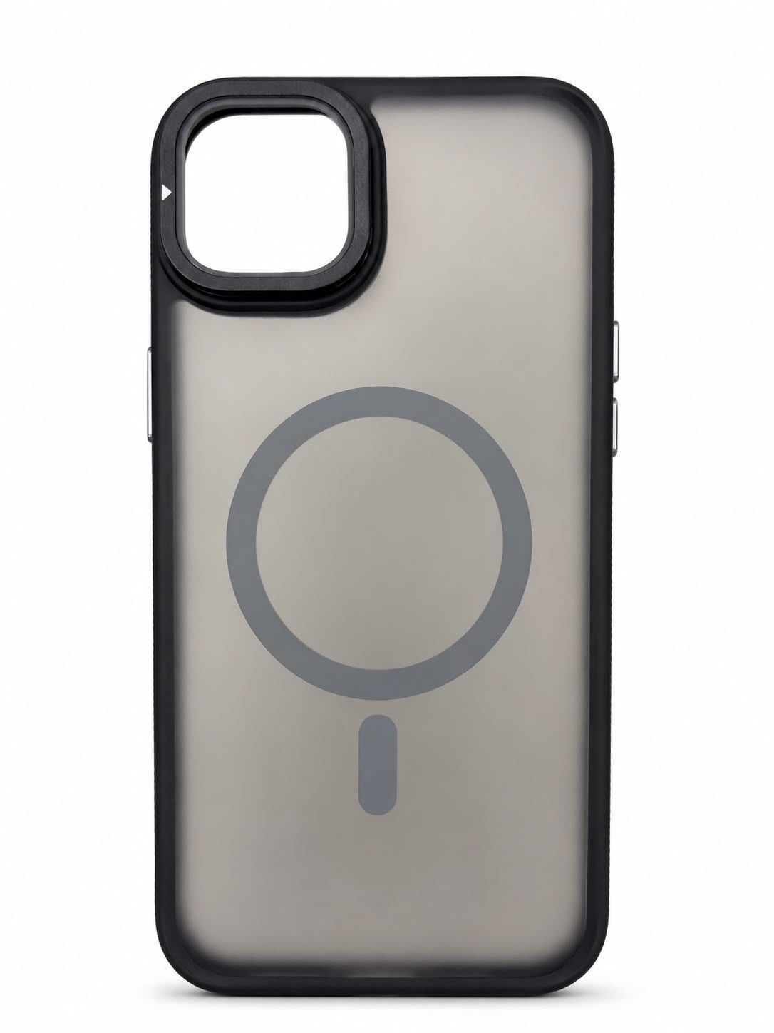 XC Skin Magsafe Compatible Lens Protector Kickstand Case for Iphone 14 Plus/ 15 Plus- Frosted Black with Grey Accent