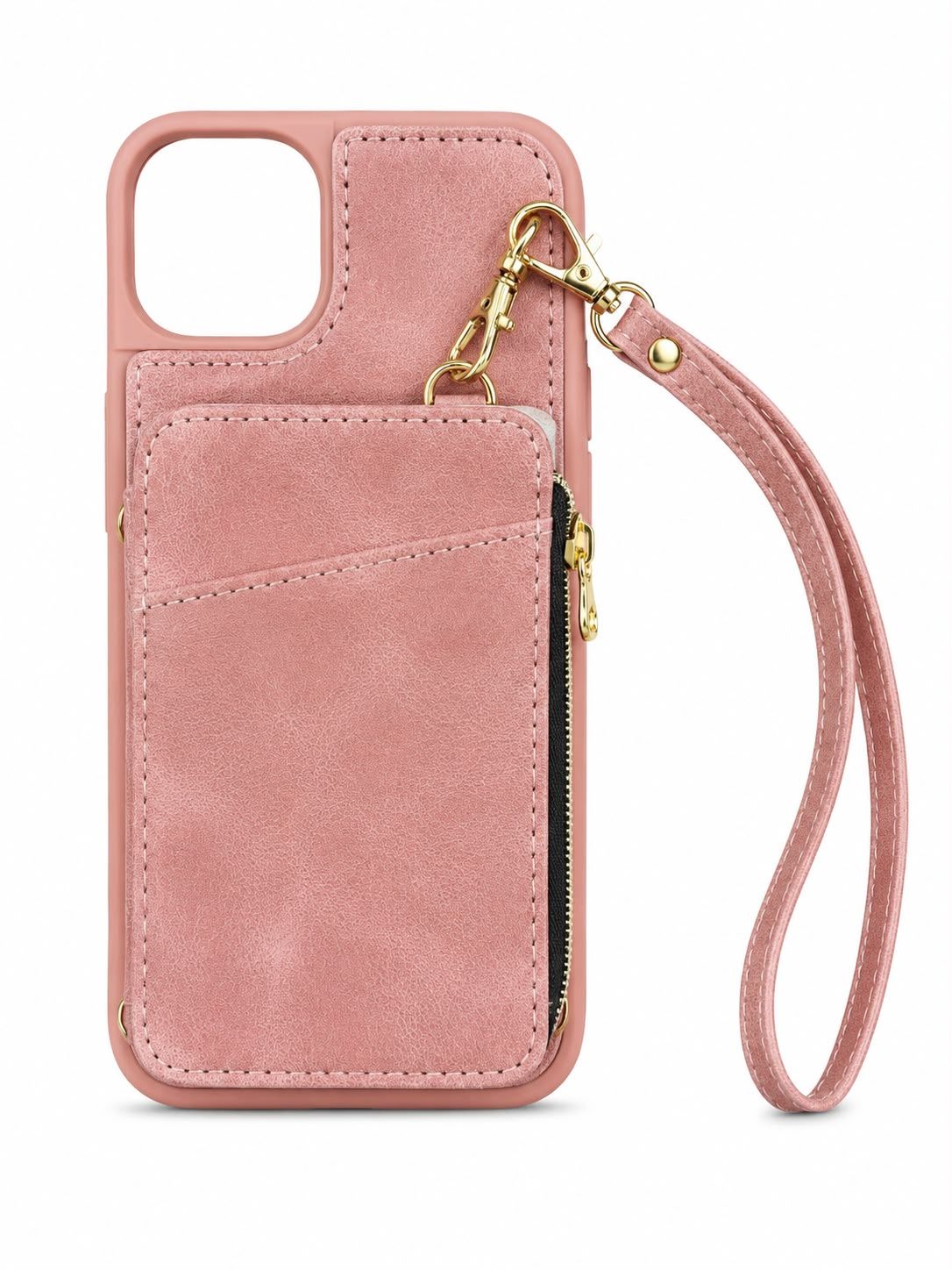 Multi Card Wallet Case - 02 with Zipper for Iphone 15/14 Plus - Pink