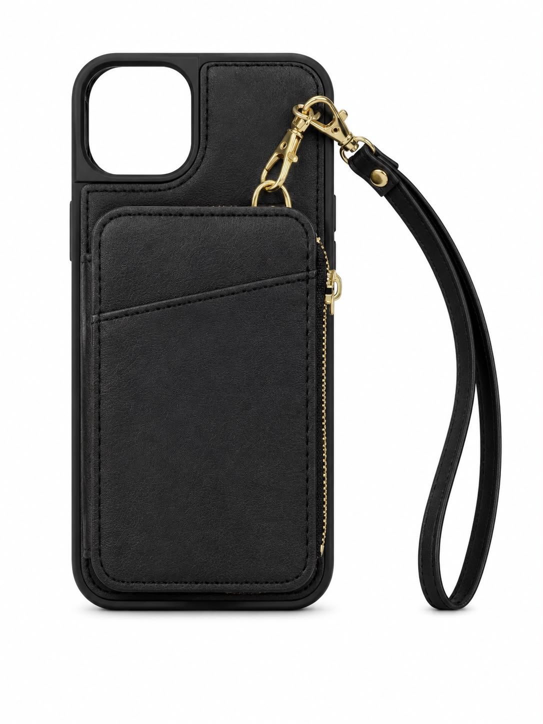 Multi Card Wallet Case - 02 with Zipper for Iphone 15/14 Plus - Black
