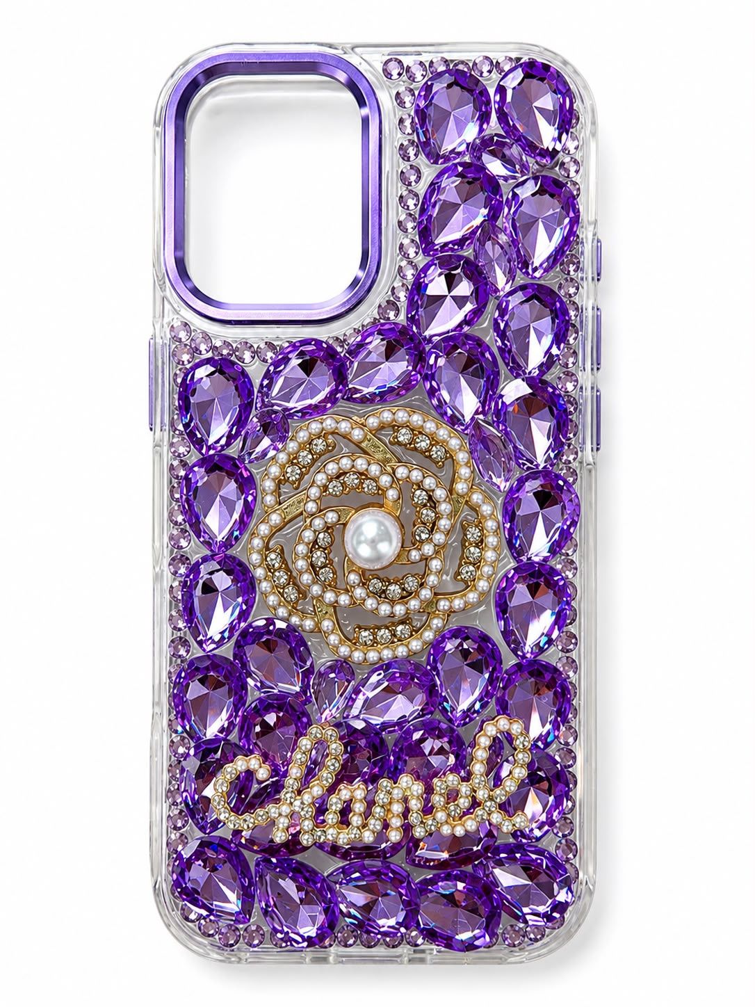 Pearl Rose Diamond Case For Iphone 17- Purple