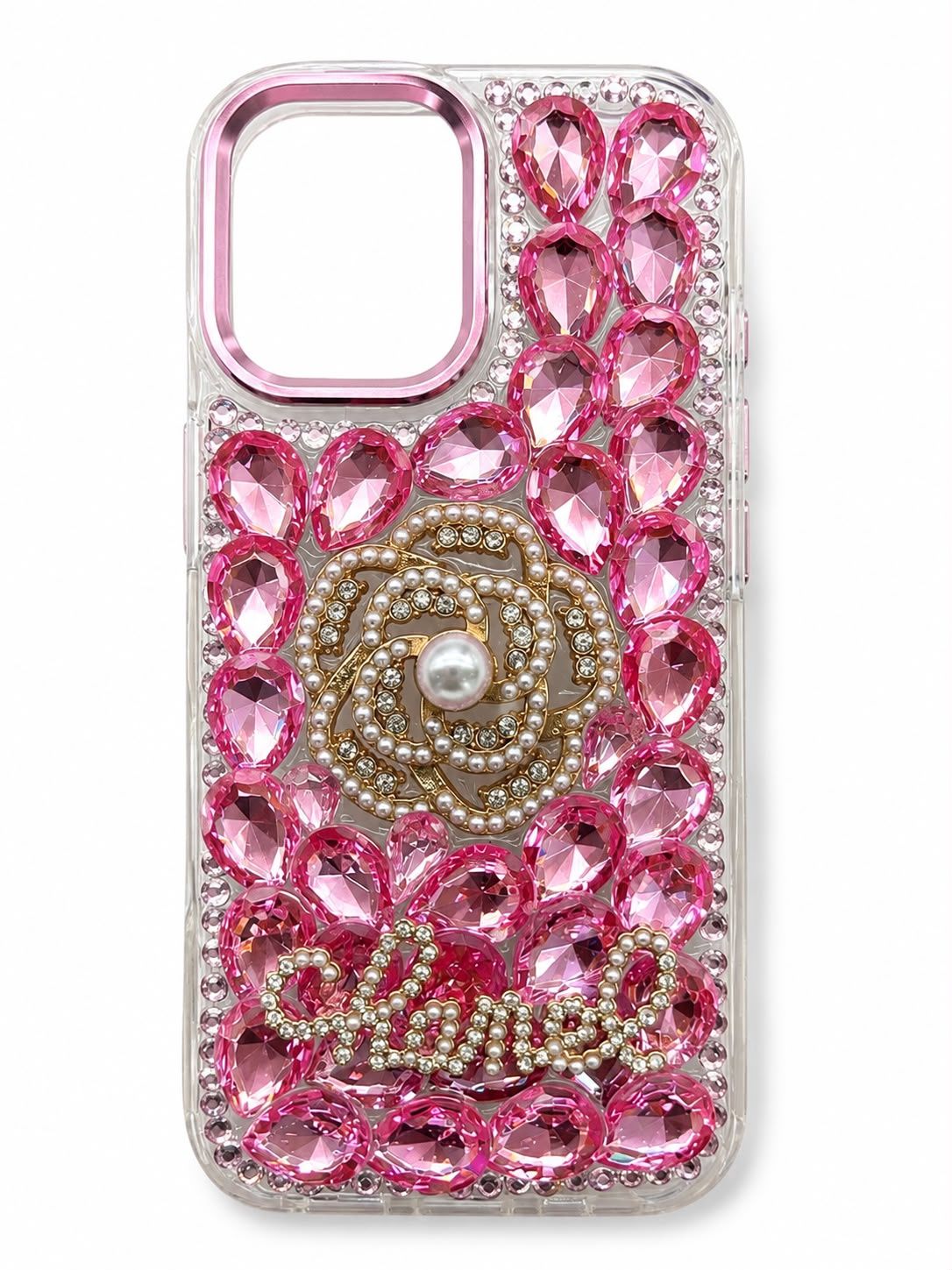 Pearl Rose Diamond Case For Iphone 17- Pink