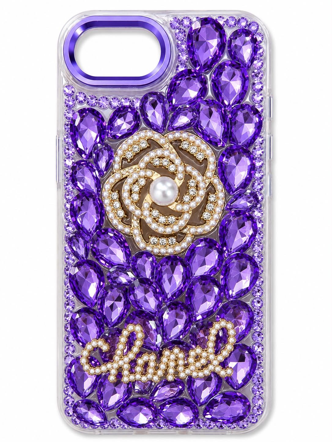 Pearl Rose Diamond 3 in 1 Phone Case for Iphone 17e/16e/Se4 - Purple