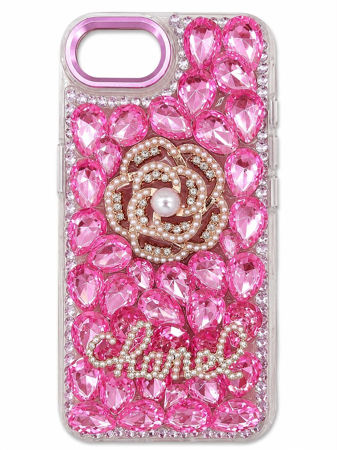 Pearl Rose Diamond 3 in 1 Phone Case for Iphone 17e/16e/Se4 - Pink