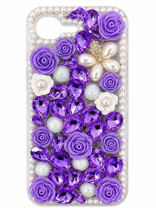 Diamond Pearl Rose Phone Case for Iphone 17e/16e/Se4 - Purple