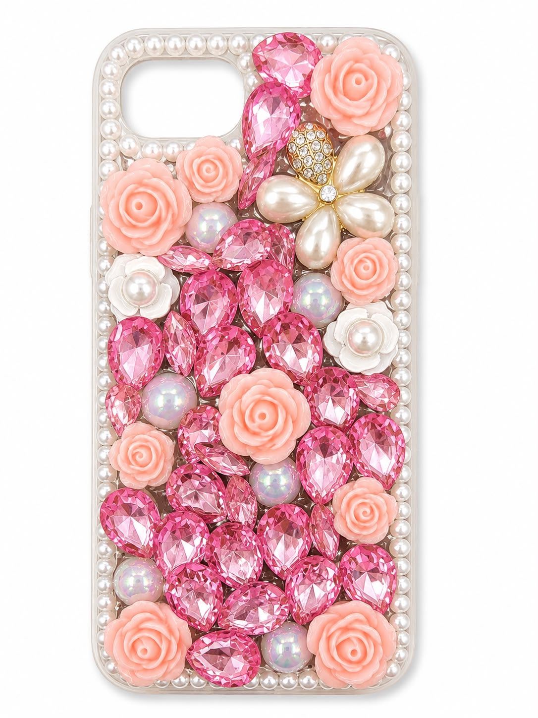 Diamond Pearl Rose Phone Case for Iphone 17e/16e/Se4 - Pink