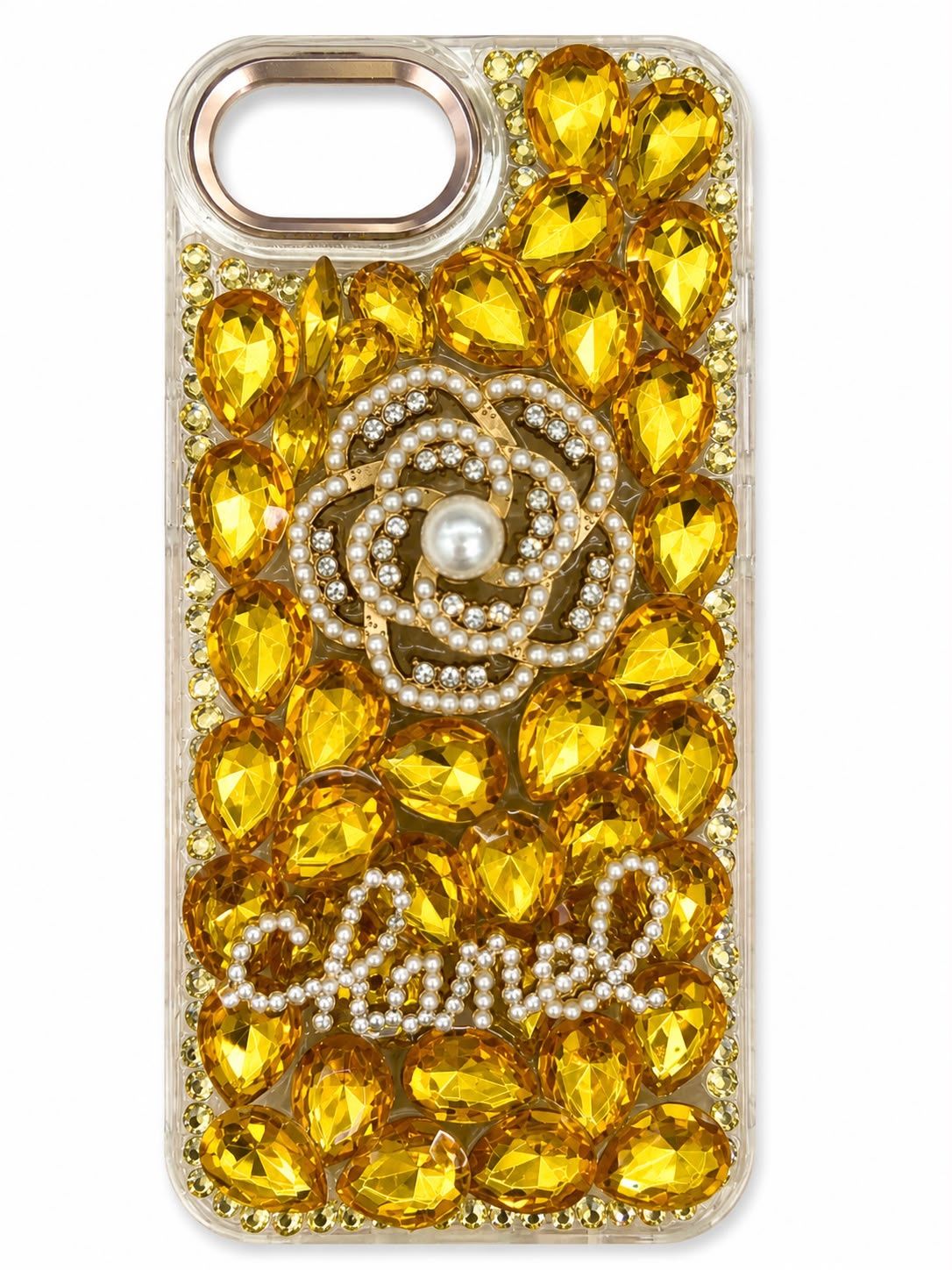 Pearl Rose Diamond 3 in 1 Phone Case for Iphone 17e/16e/Se4 - Gold