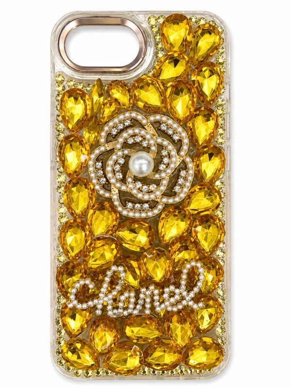 Pearl Rose Diamond 3 in 1 Phone Case for Iphone 17e/16e/Se4 - Gold