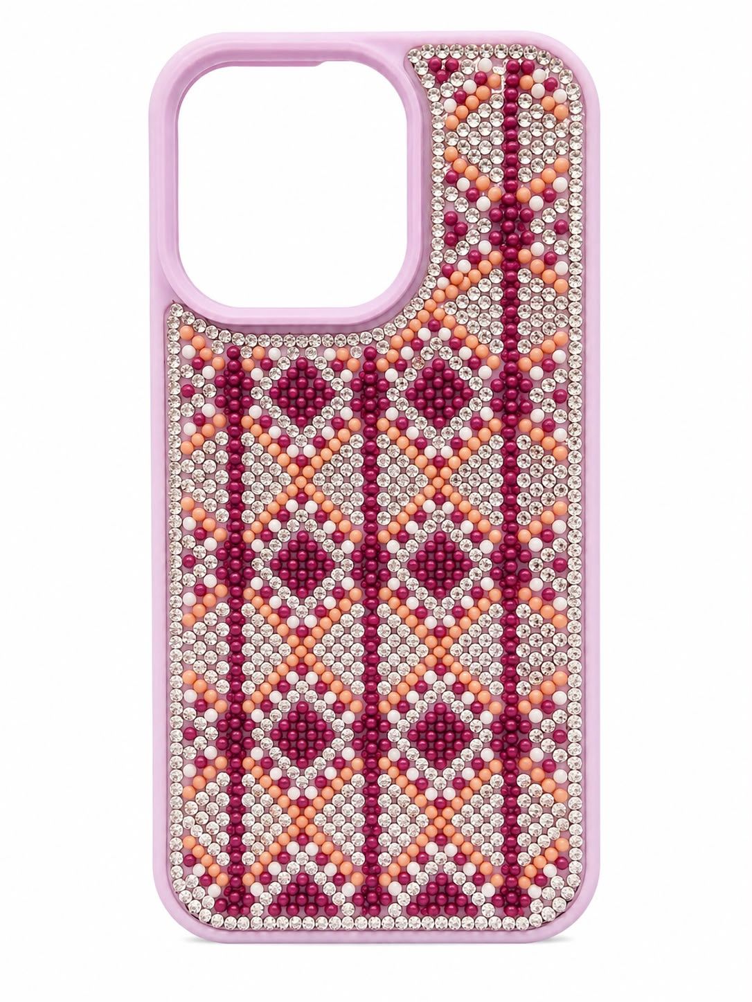 Swaro Star S7 Bling Case for Iphone 15 Pro-Lilac and Orange Beads