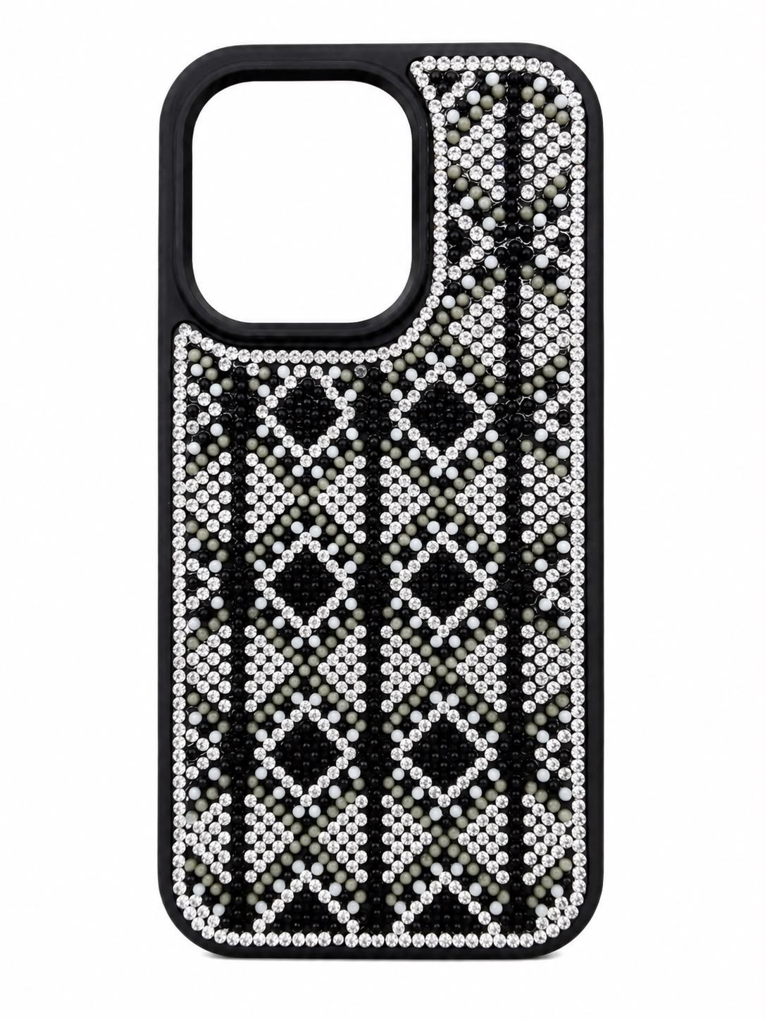 Swaro Star S7 Bling Case for Iphone 15 Pro-Olive Green Beads with Black AccentSwaro Star S7 Bling Case for Iphone 15 Pro-Olive Green Beads with Black Accent
