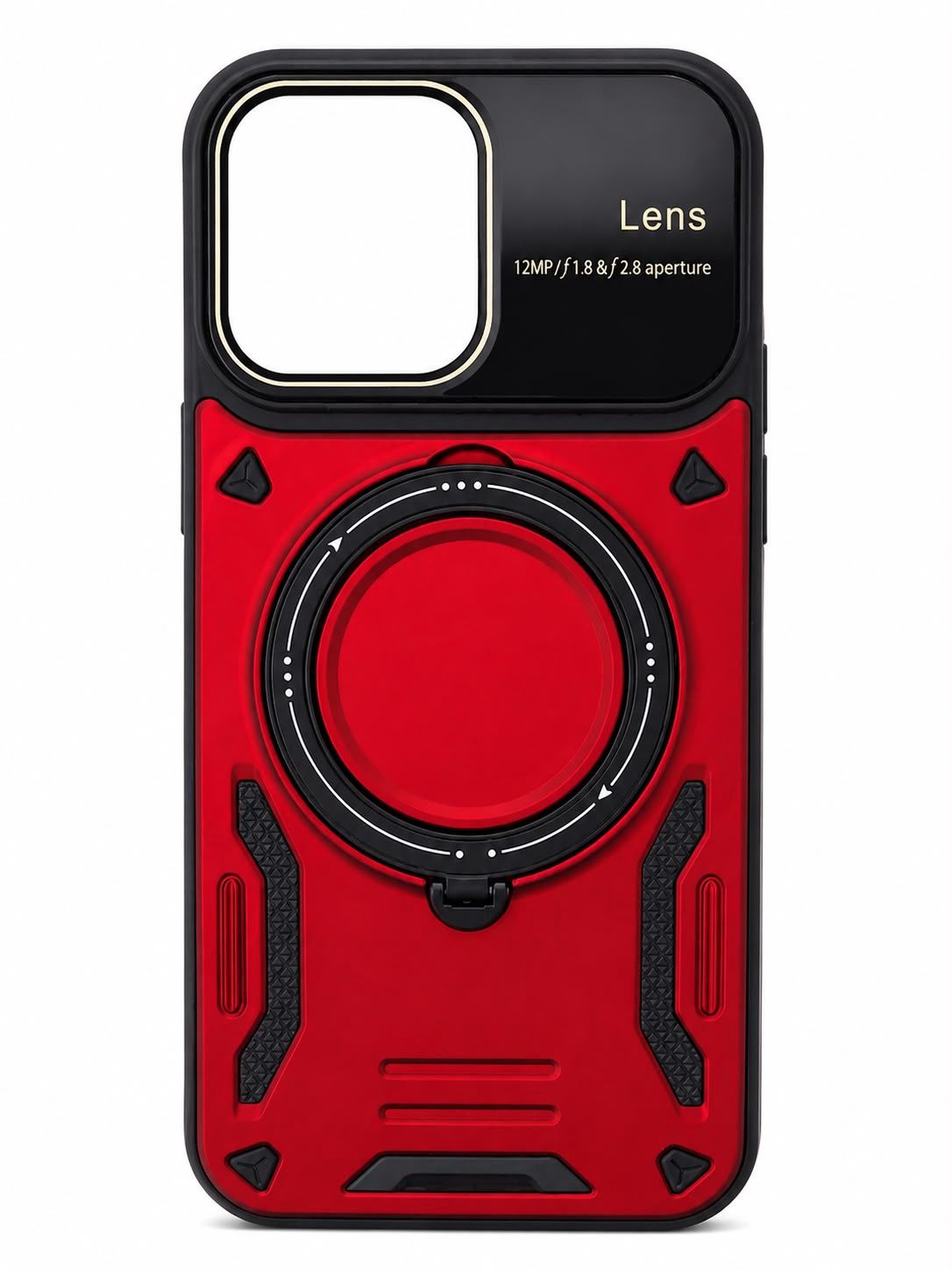 YD Kickstand Magsafe with Camera Protection Case for Iphone 16 Pro Max-Red &amp; Black