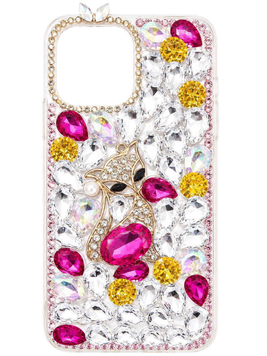 BIG DIAMOND CH BLING CASE For Iphone 13 Pro Max -Silver/ Pink