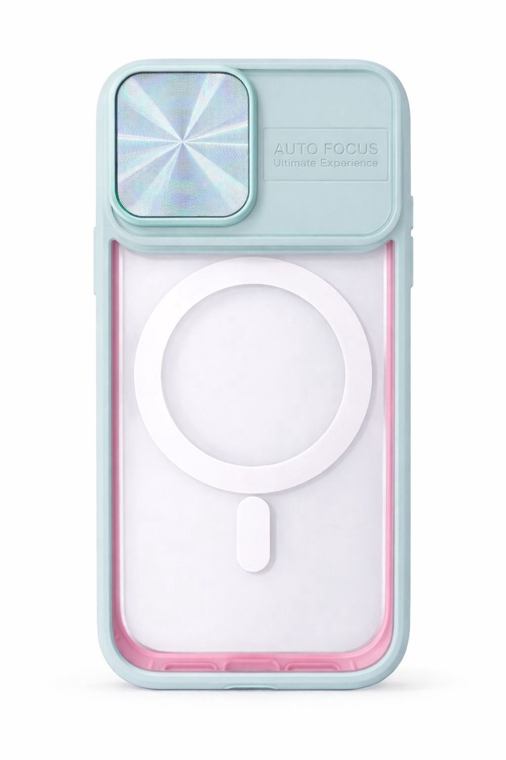 Clear CFMJ Magsafe Case with Camera Slide Cover for Iphone 16 Pro Max-Mint &amp; Pink Accent