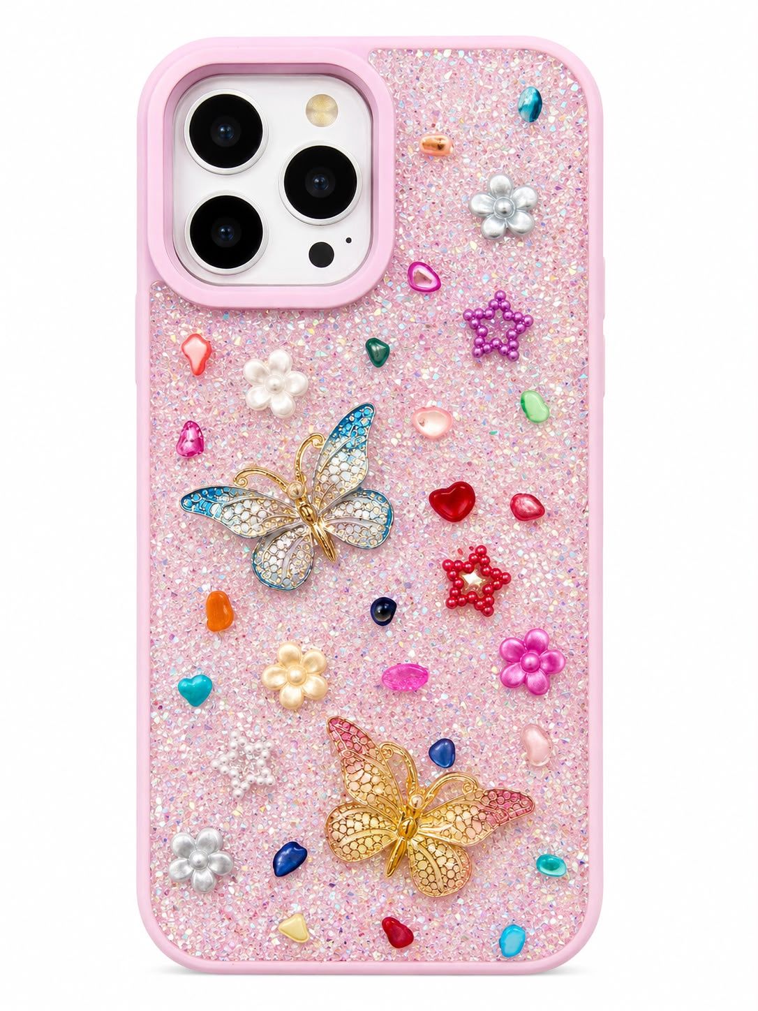Rain Flower Stone Butterfly Phone Case for Iphone 16 Pro Max- Lilac