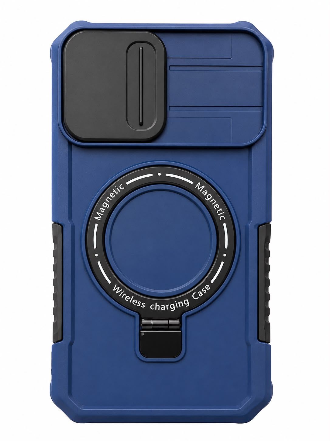 MY Magnetic Kickstand with Sliding Camera Cover for Iphone 16 Pro Max- Blue