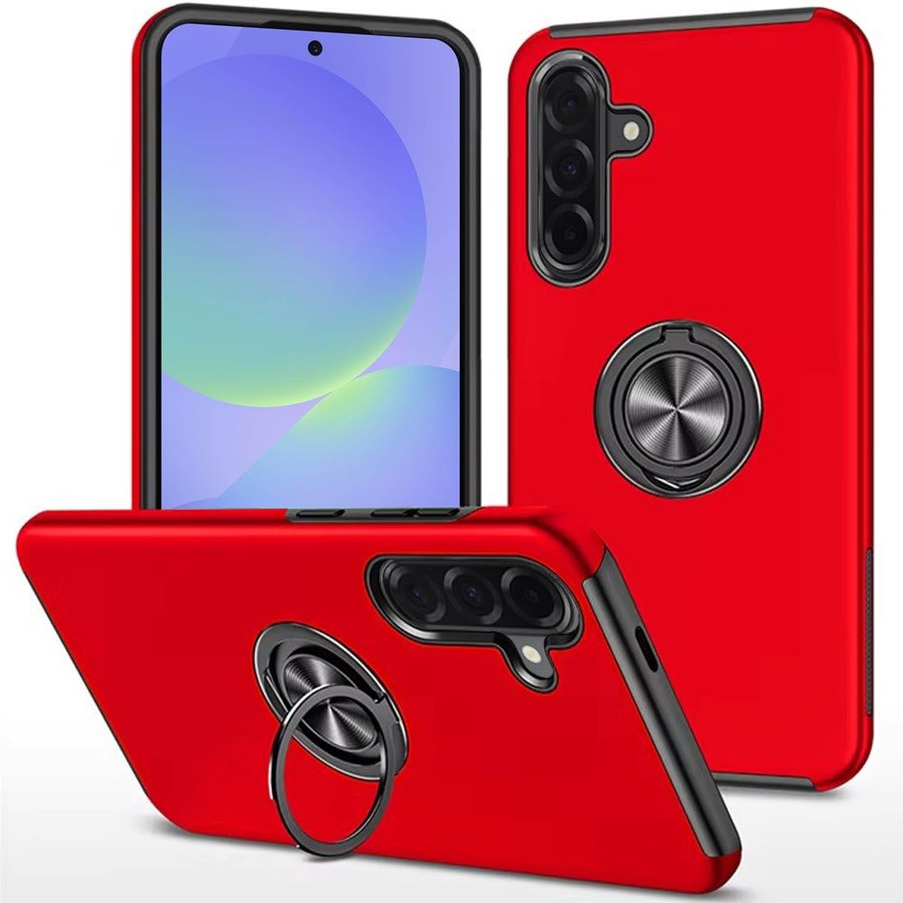 CHIEF Oil Painted Magnetic Ring Stand Hybrid Case Cover s-22 ULTRA - REDCHIEF Oil Painted Magnetic Ring Stand Hybrid Case Cover s-22 ULTRA - RED