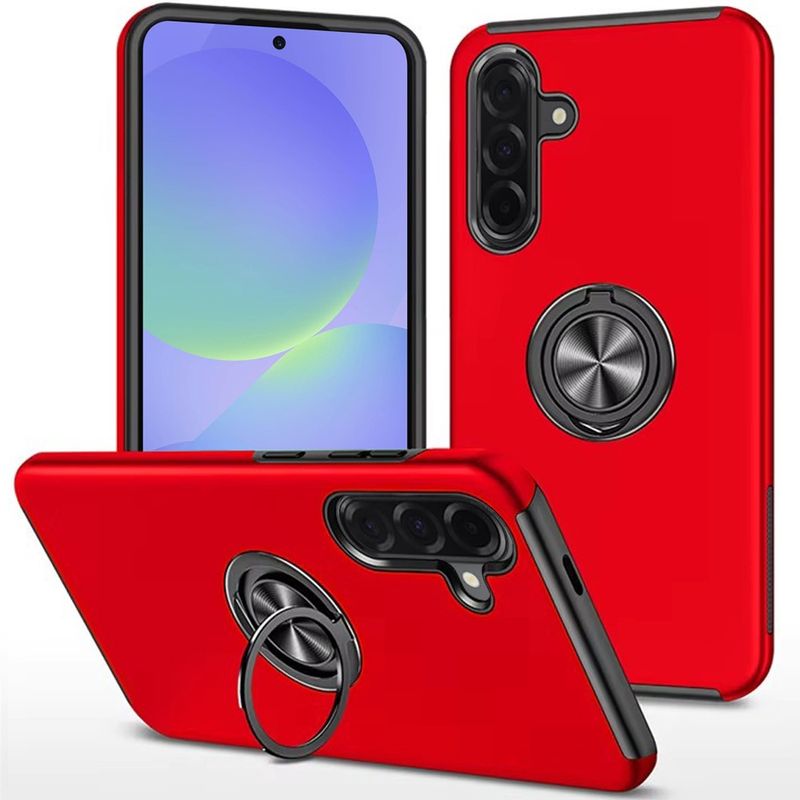 CHIEF Oil Painted Magnetic Ring Stand Hybrid Case Cover s-22 ULTRA - REDCHIEF Oil Painted Magnetic Ring Stand Hybrid Case Cover s-22 ULTRA - RED