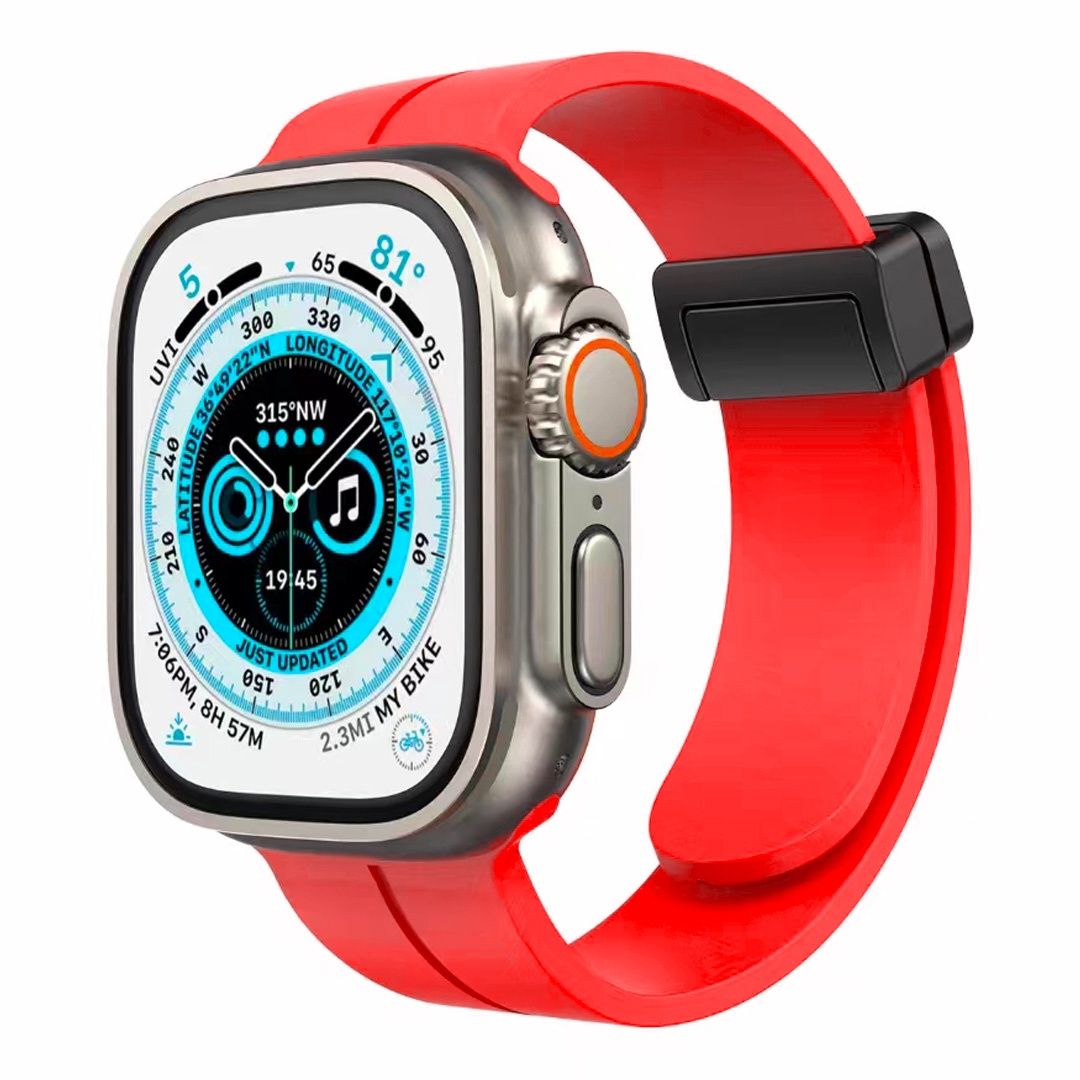 For Apple Watch Size 38/40/41mm Magnetic Buckle Premium Silicone Watch Band -RED