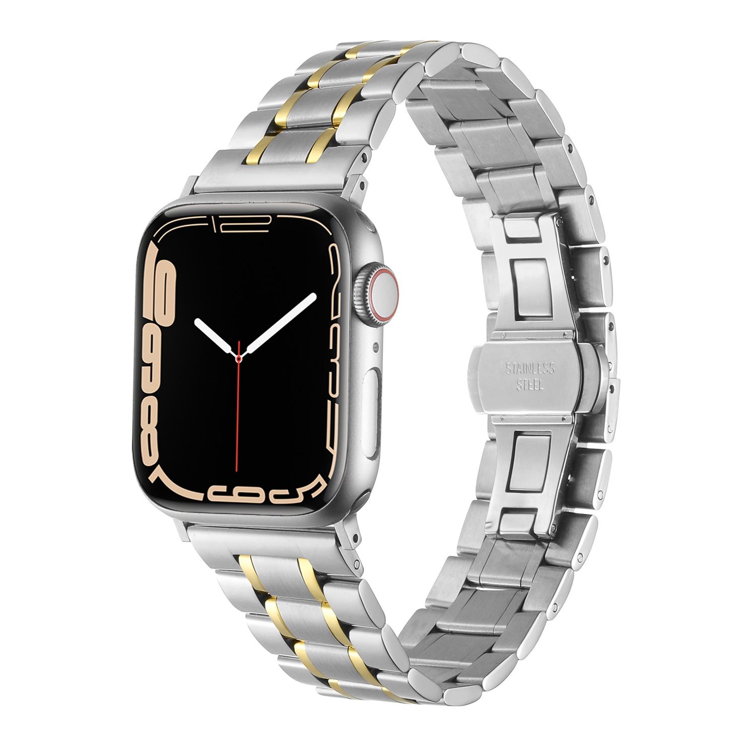 Executive Metal Watch Band For Apple Watch Size Ultra 49/42/44/45mm  - Silver+Gold