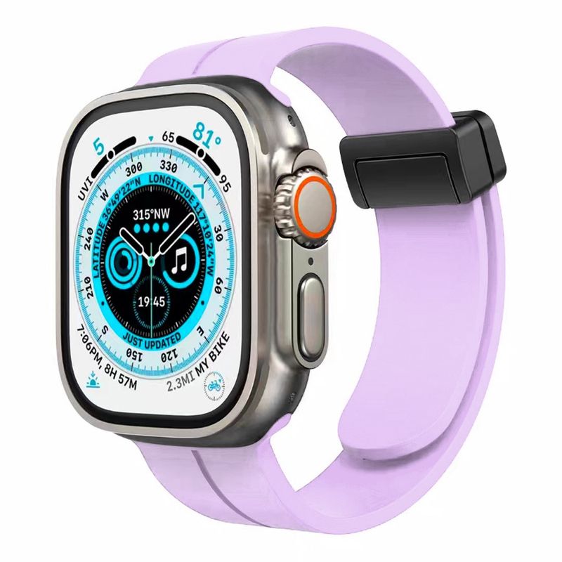 For Apple Watch Size 38/40/41mm Magnetic Buckle Premium Silicone Watch Band - PURPLE