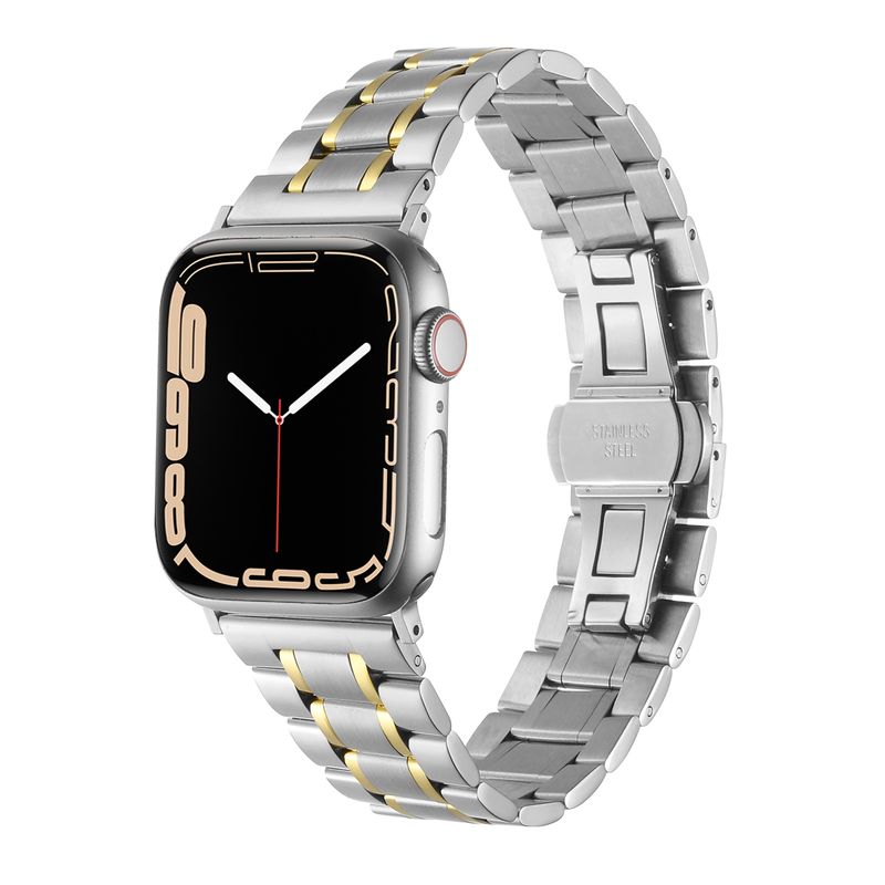 Executive Metal Watch Band For Apple Watch Size 38/40/41mm- Silver+Gold