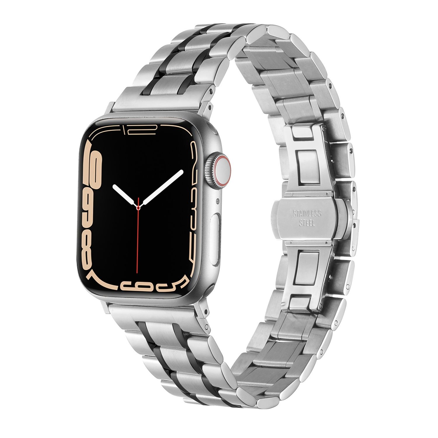 Executive Metal Watch Band For Apple Watch Size 38/40/41mm- Silver+Black