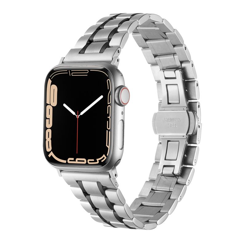 Executive Metal Watch Band For Apple Watch Size 38/40/41mm- Silver+Black