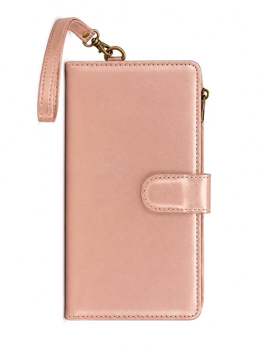 Luxury Wallet Card ID Zipper Money Holder Case Cover For Moto G 5G 2025/2026 - G Play 2026 - Rose Gold