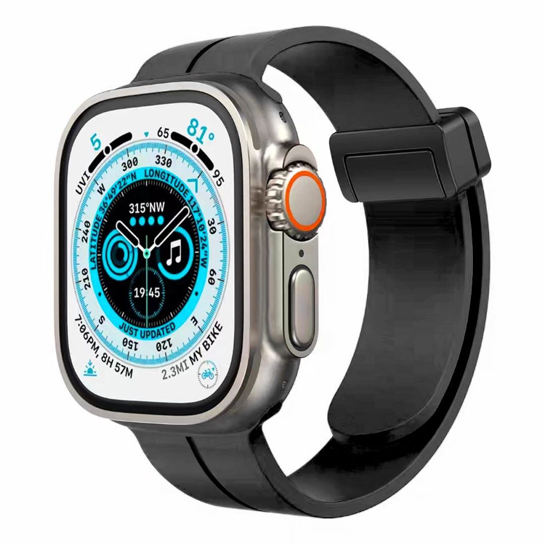 For Apple Watch Size 38/40/41mm Magnetic Buckle Premium Silicone Watch Band - Black