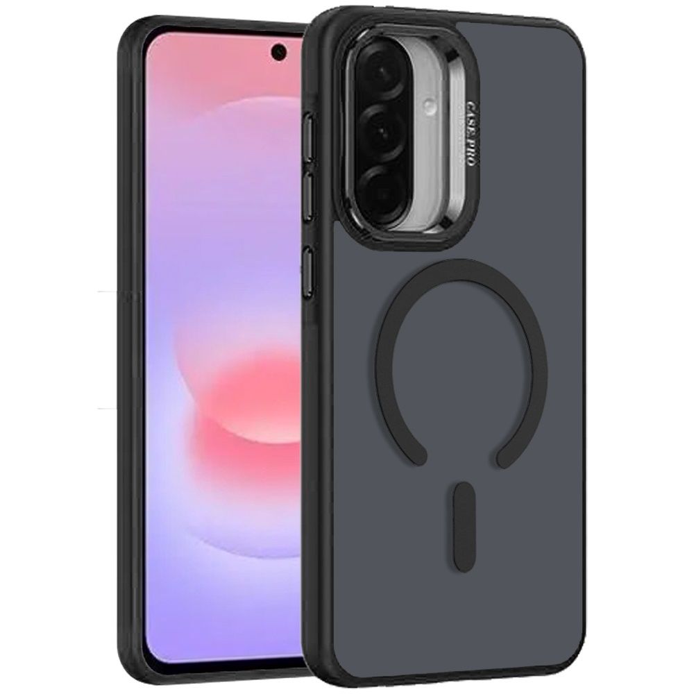 Magnetic Matte Camera Metallic Stand Hybrid Case For Samsung Galaxy A37 / A36- Black