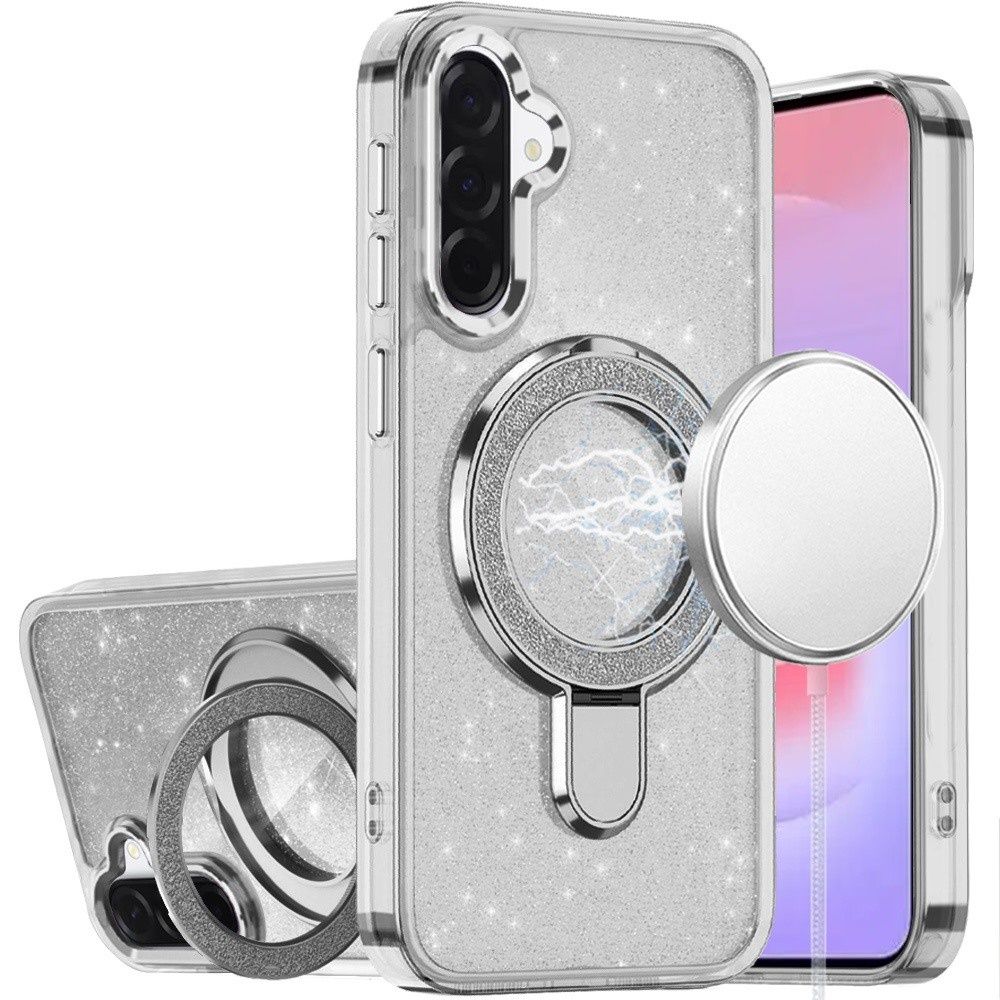 Transparent Glitter Rotaional Magnetic Ring Stand HQ Hybrid For Samsung Galaxy A37 / A36- Clear