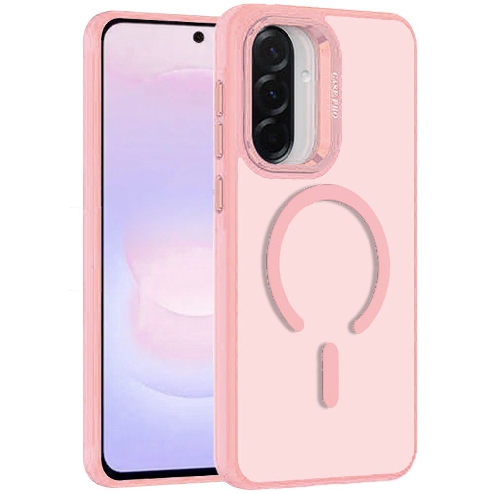 Magnetic Matte Camera Metallic Stand Hybrid Case For Samsung Galaxy A37 / A36- Pink
