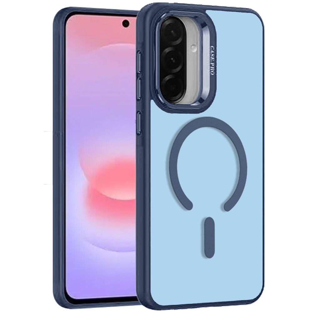 Magnetic Matte Camera Metallic Stand Hybrid Case For Samsung Galaxy A37 / A36  - Blue