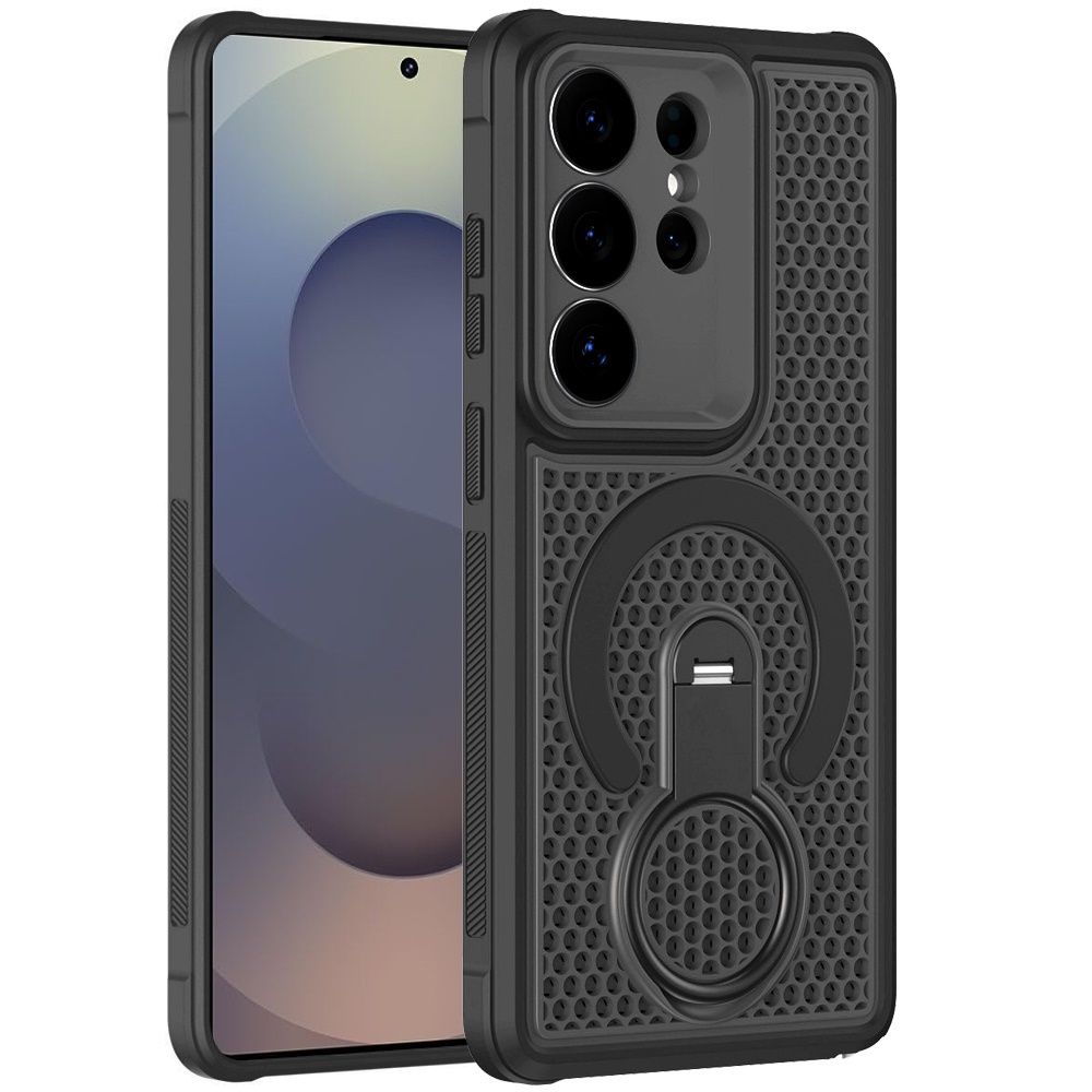 Ultra Magnetic Honeycomb Kickstand Hybrid Case For Samsung s25- Black