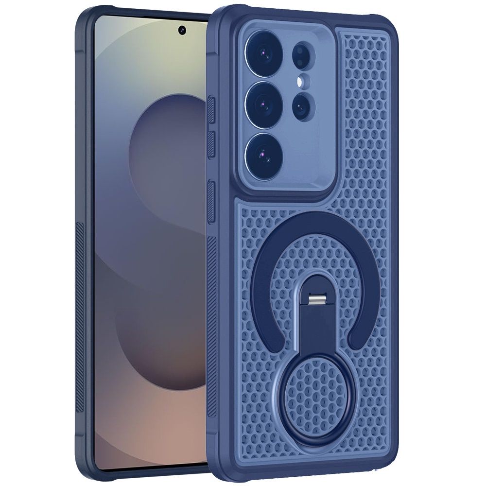 Ultra Magnetic Honeycomb Kickstand Hybrid Case For Samsung s25- Blue