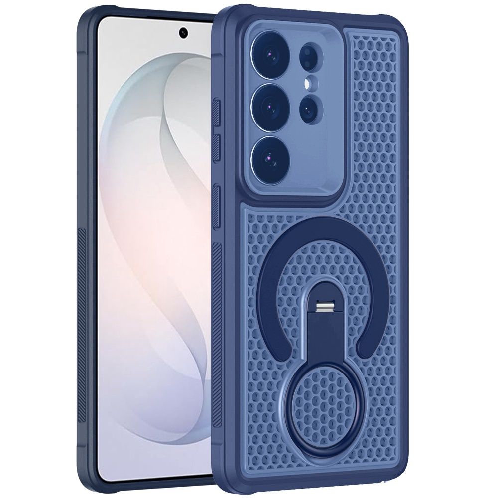 Magnetic Honeycomb Kickstand Hybrid Case For Samsung s26 Ultra- Blue
