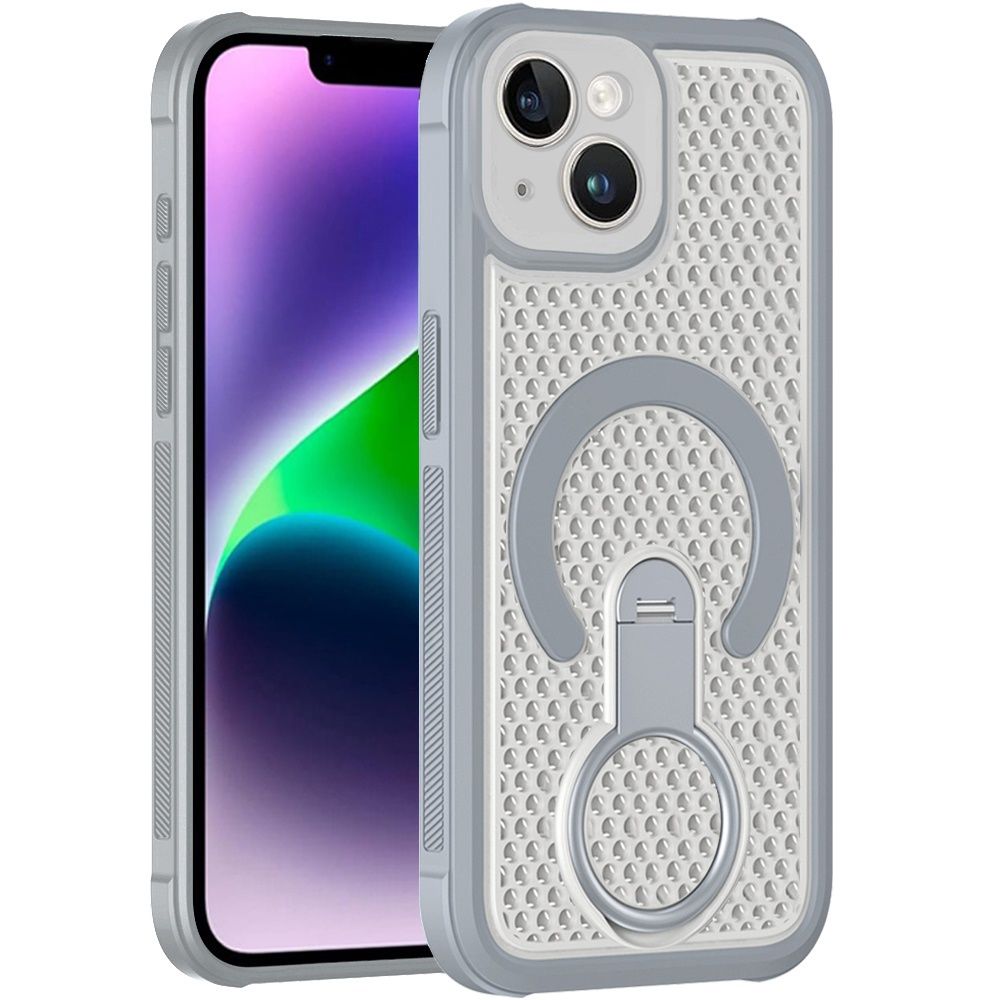 Magnetic Honeycomb Kickstand Hybrid Case For iPhone 13/14 - Gray